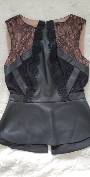 NWOT BCBGMaxAzria Laine - Lace Faux Leather Top - Picture 5 of 8